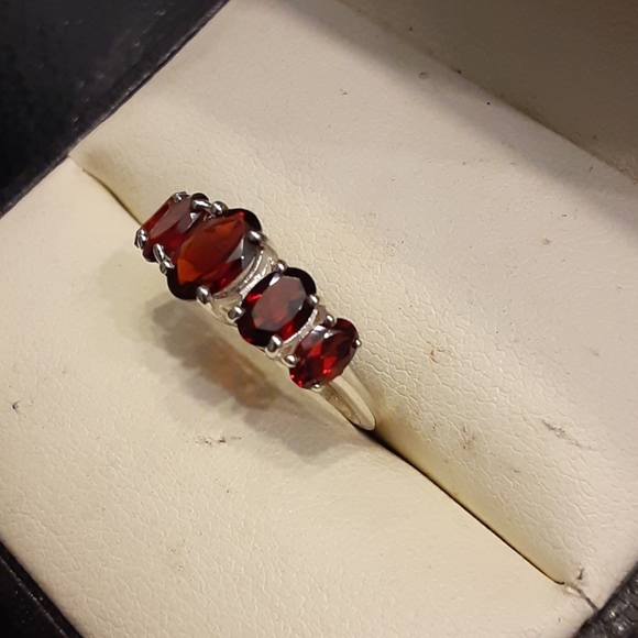 3.10ctw Genuine Garnet Platinum /925 - Picture 5 of 8